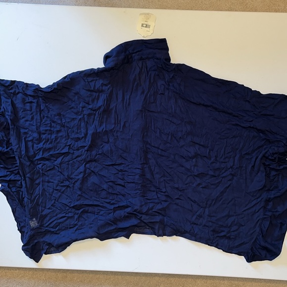 M altar'd state cape blouse womens shirt navy blue button up rayon collar $59 - Picture 9 of 9
